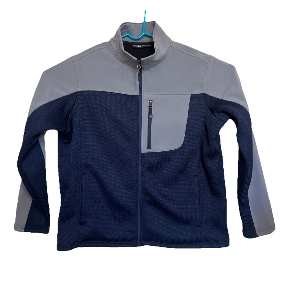 Swiss‎ Tech Full Zip Neck Fleece Jacket Sweater Navy Mens Size L Large 42-44